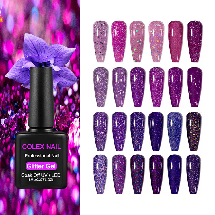 8 ml fialové trblietavé gélové lak