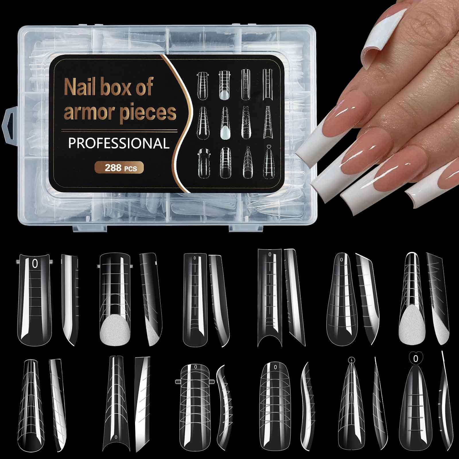 Dual Nail Forms Nail Tips 12 tvarov 288ks pre poly gél na nechty